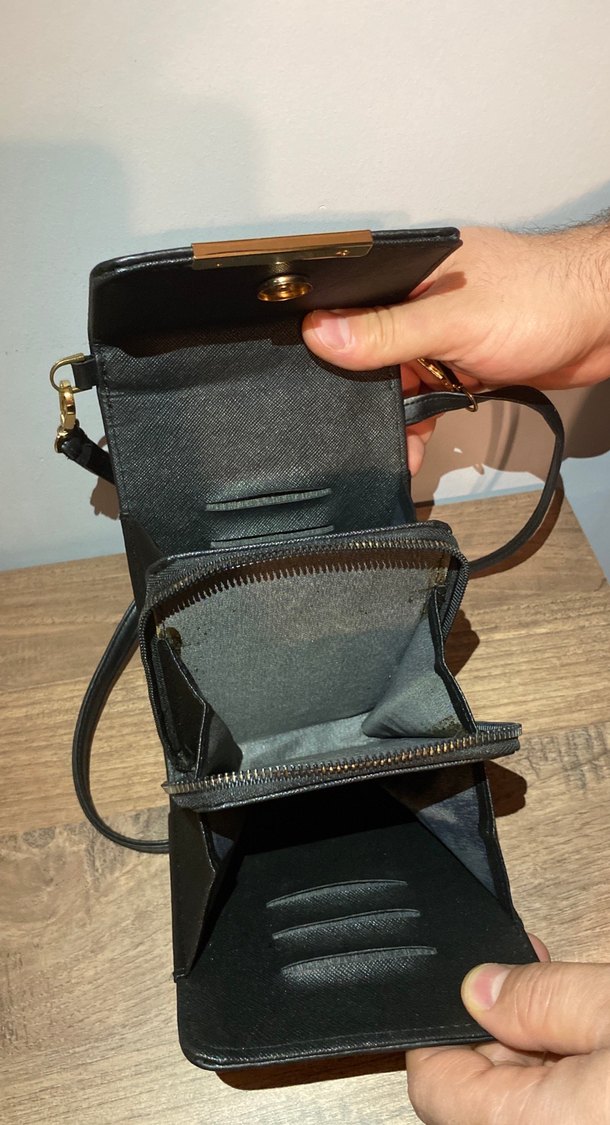 Siyah Deri Kadın Omuz Çantası - Görsel 5