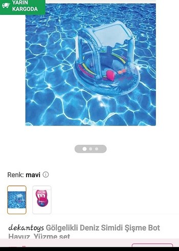 Mavi Bebek Yüzme Simidi Gölgelikli - Görsel 2