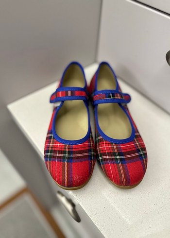 Kız Çocuk Renkli Kareli Tokalı Babet - Görsel 3