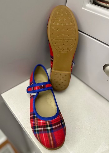 Kız Çocuk Renkli Kareli Tokalı Babet - Görsel 4