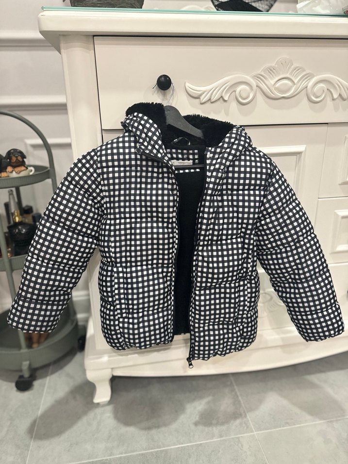 Kapüşonlu Ekose Desenli  Çocuk Mont - Görsel 2