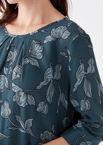 LCW Grace Ekru Bisiklet Yaka Desenli Elbise - Görsel 4