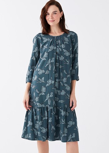 LCW Grace Ekru Bisiklet Yaka Desenli Elbise - Görsel 3