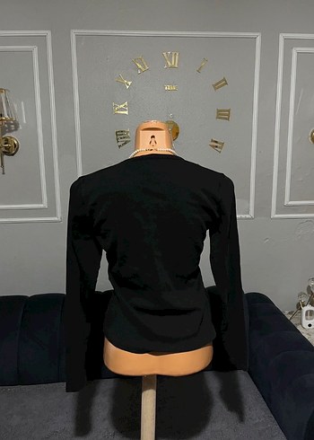 Siyah Kadın Uzun Kollu Bisiklet Yaka Kazak - Görsel 4