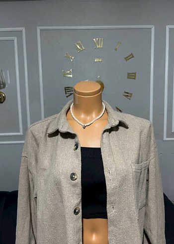 Bej Rahat Kesim Düğmeli Kadın Gömlek - Görsel 2