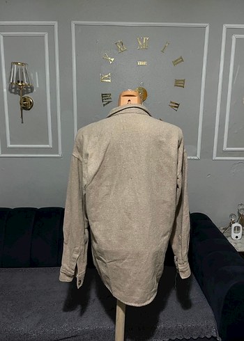 Bej Rahat Kesim Düğmeli Kadın Gömlek - Görsel 4