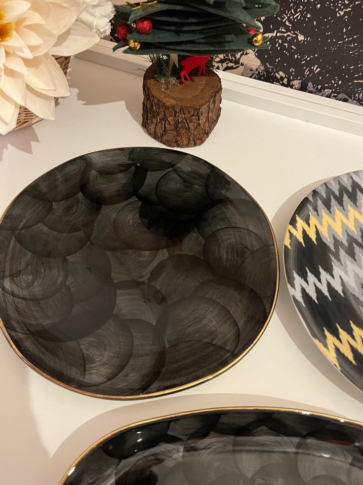 Siyah  Desenli Modern Tabak Seti - Görsel 2