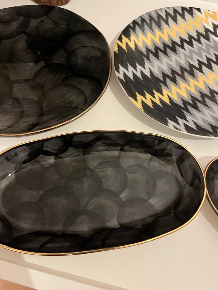 Siyah  Desenli Modern Tabak Seti - Görsel 3