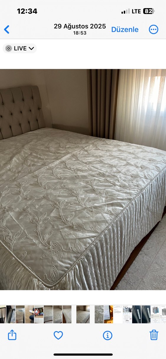 Saten  Beyaz saten Yatak Örtüsüı - Görsel 3