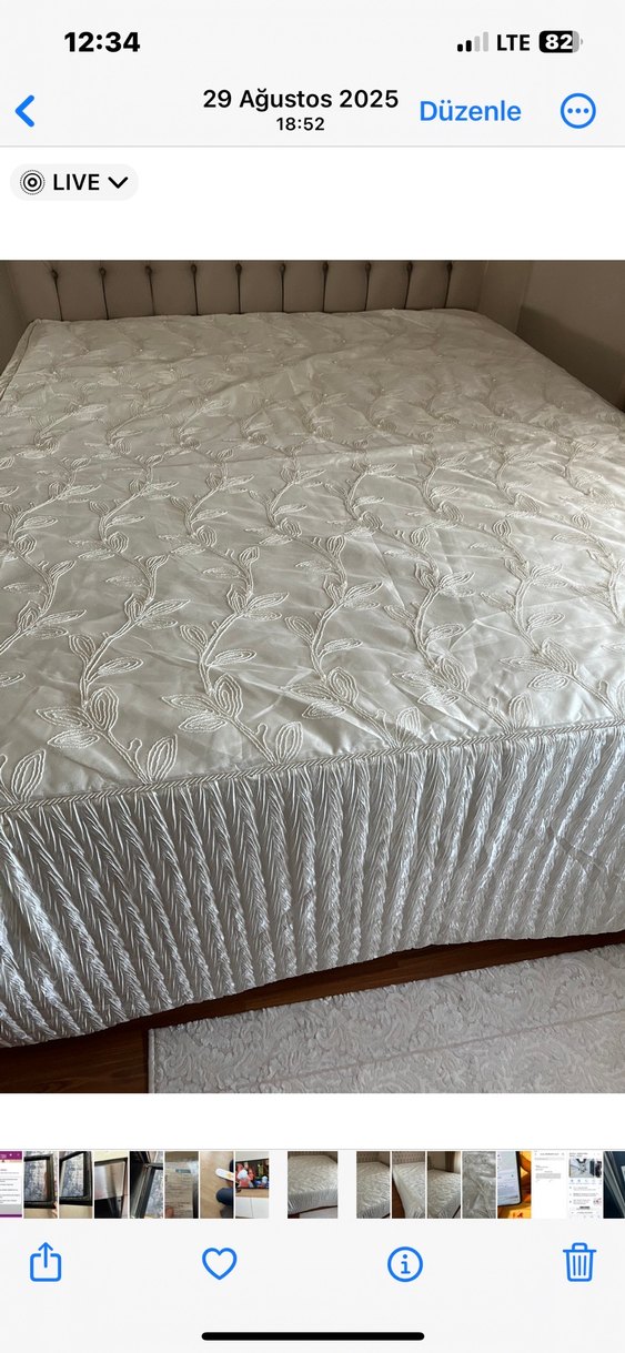 Saten  Beyaz saten Yatak Örtüsüı - Görsel 4