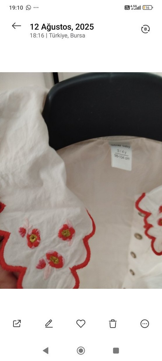 Nakışlı Beyaz Kız Çocuk gömlek - Görsel 3