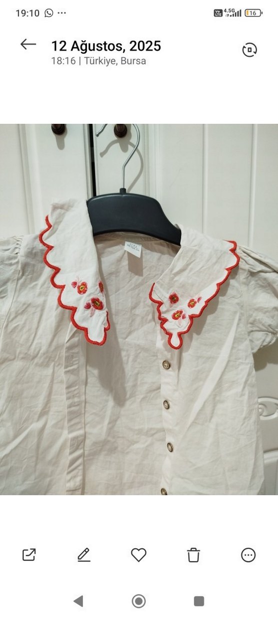 Nakışlı Beyaz Kız Çocuk gömlek - Görsel 2