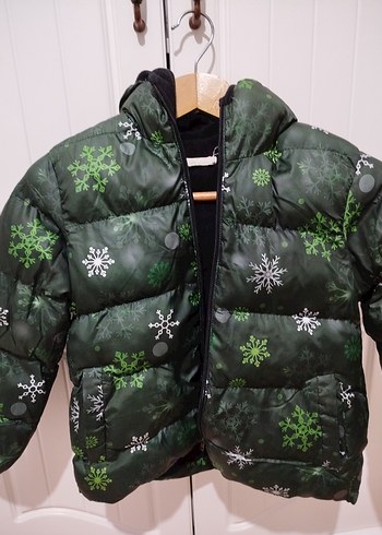 Koyu Yeşil Desenli Erkek Çocuk Mont - Görsel 4