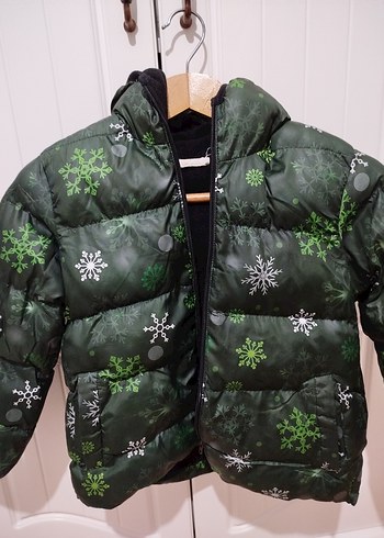 Koyu Yeşil Desenli Erkek Çocuk Mont - Görsel 3