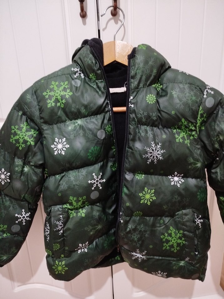 Koyu Yeşil Desenli Erkek Çocuk Mont - Görsel 4