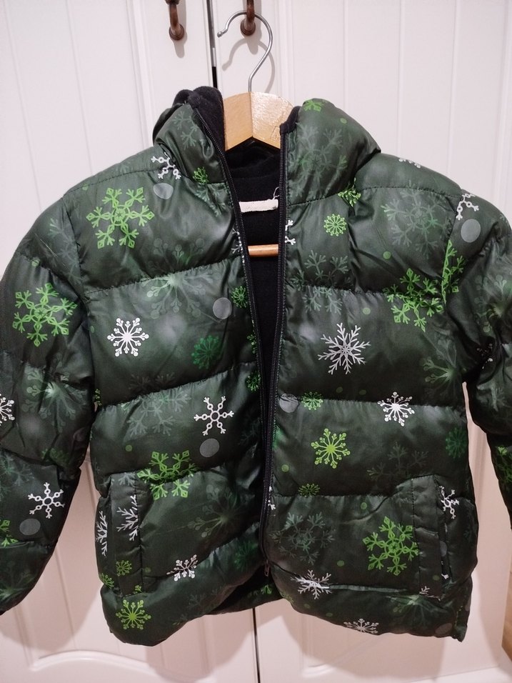 Koyu Yeşil Desenli Erkek Çocuk Mont - Görsel 3