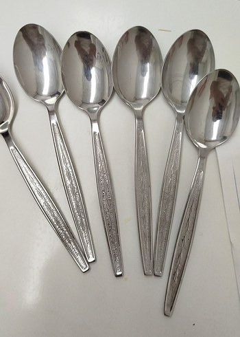 Gri Desenli 6 Parça Metal Kaşık Seti Jumbo klâsik