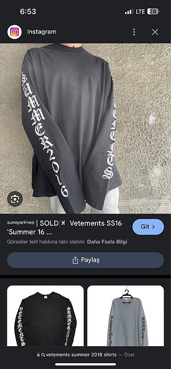 diğer Beden Vetements S16 Uzun Kollu Shirt