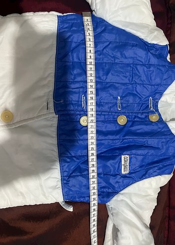 Düğmeli Beyaz Mavi Bebek Kayak Tulumu - Görsel 7