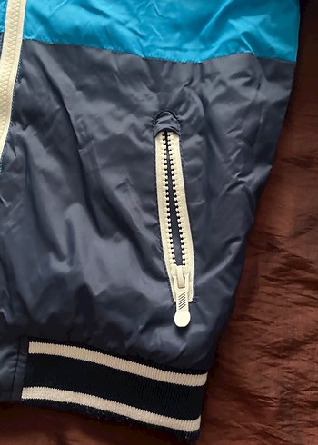 Mavi Fermuarlı Kapüşonlu Erkek Çocuk Mont - Görsel 13