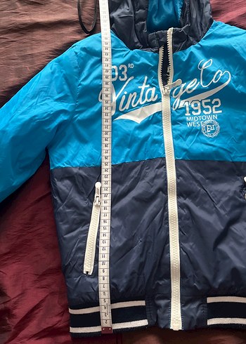 Mavi Fermuarlı Kapüşonlu Erkek Çocuk Mont - Görsel 10