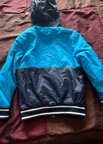 Mavi Fermuarlı Kapüşonlu Erkek Çocuk Mont - Görsel 4