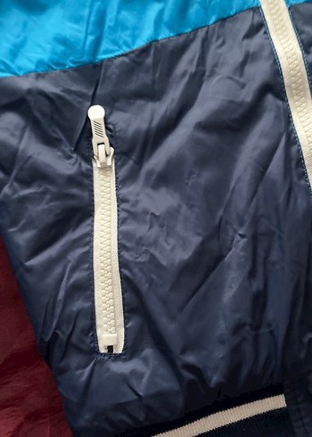 Mavi Fermuarlı Kapüşonlu Erkek Çocuk Mont - Görsel 12