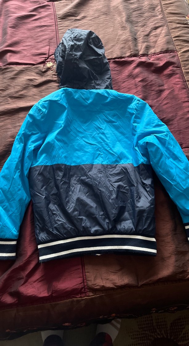 Mavi Fermuarlı Kapüşonlu Erkek Çocuk Mont - Görsel 4