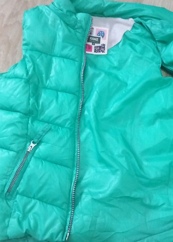 Kızlar için Turkuaz Parlak Fermuarlı Yelek - Görsel 6