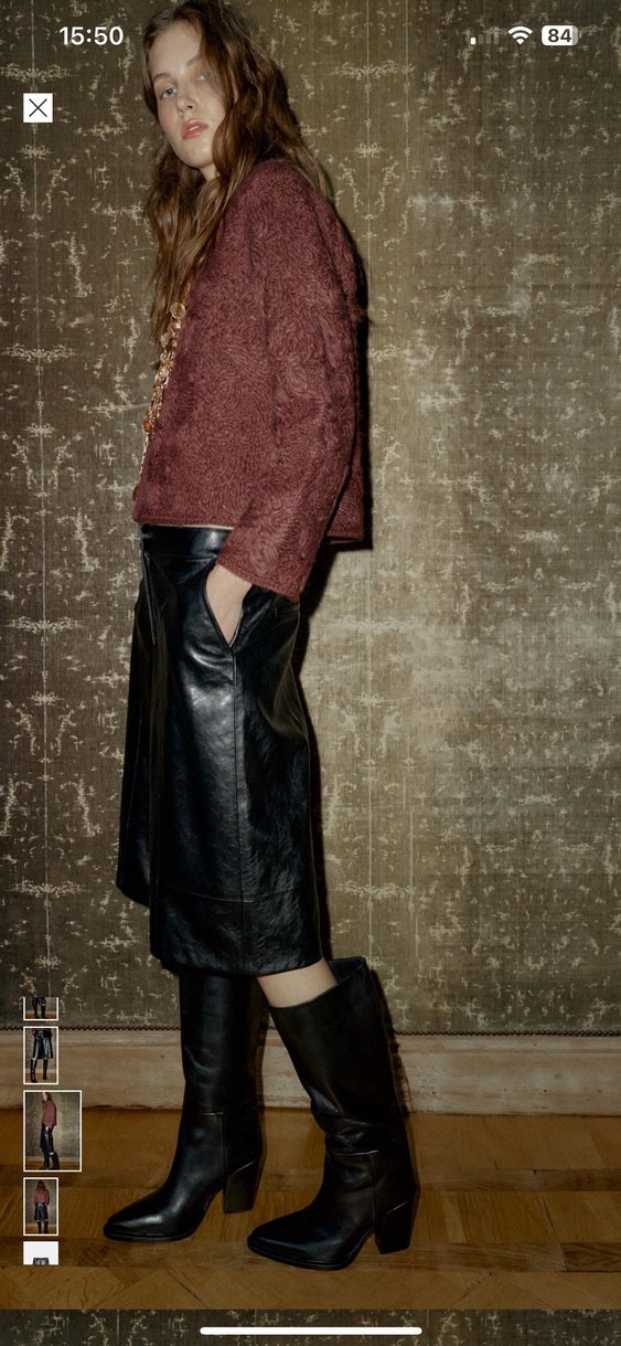 Kadın Siyah Deri bermuda pantolon - Görsel 3