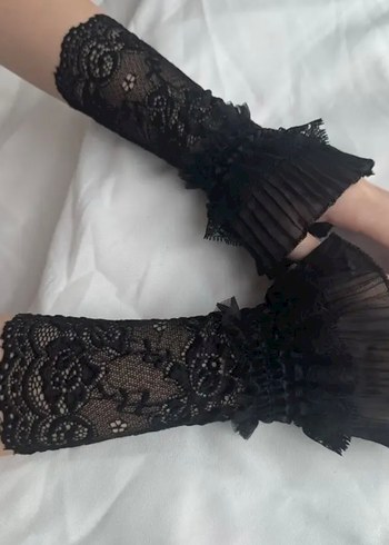 Dantel Detaylı Siyah Gotik Kadın Eldiveni - Görsel 2