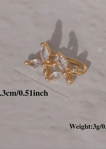 Altın Renkli Çiçekli Kadın Kulak Kelepçesi - Görsel 3