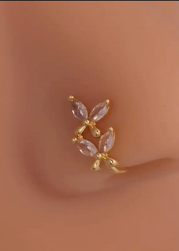 Altın Renkli Çiçekli Kadın Kulak Kelepçesi - Görsel 4