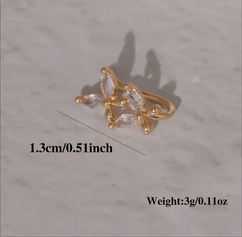 Altın Renkli Çiçekli Kadın Kulak Kelepçesi - Görsel 3