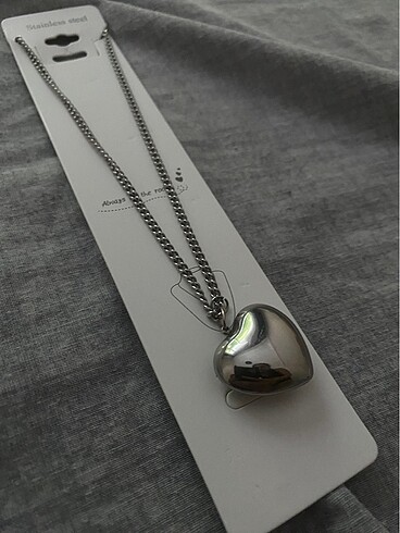 çelik kolye kalpli kararmaz stainless steel shein silver gümüş