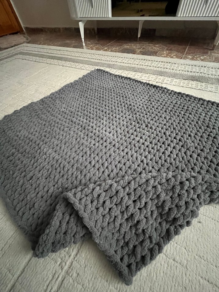 Gri Örgü Çocuk Battaniyesi - Görsel 2