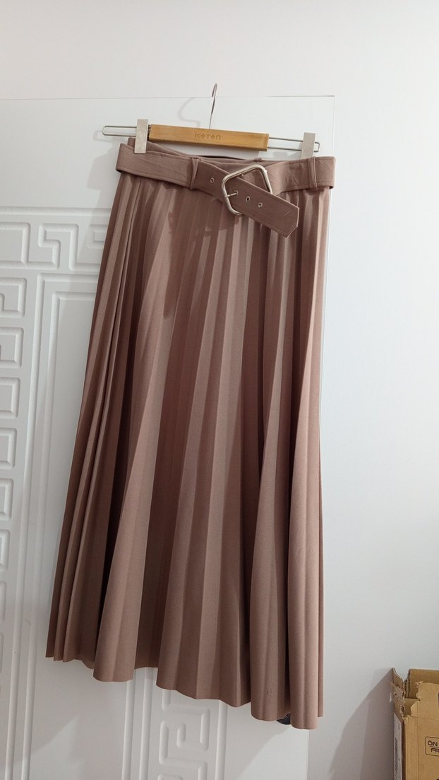 Bej Pilili Uzun Etek - Görsel 3