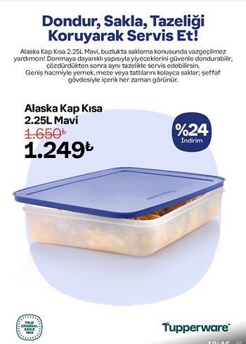 Tupperware Alaska buzluk saklama Kabı 2.25L - Görsel 3
