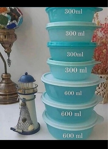 Tupperware şeker kaplar set. 7 parça