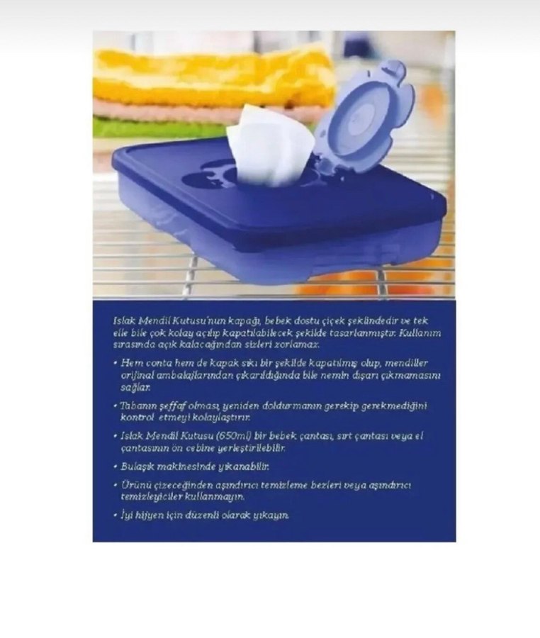 #Tupperware Lacivert Islak Mendil Kutusu 650ml - Görsel 3