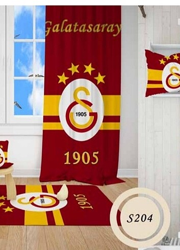 Galatasaray çocuk odası seti halı perde kırlent yastık GS store 