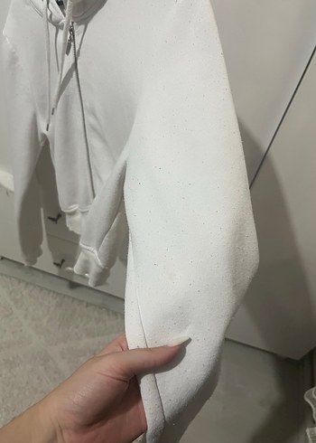 Trendyol & Milla Kapüşonlu Fermuarlı Beyaz Sweatshirt