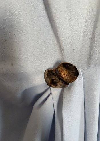 Mavi Drapeli Kolsuz Uzun Elbise - Görsel 4