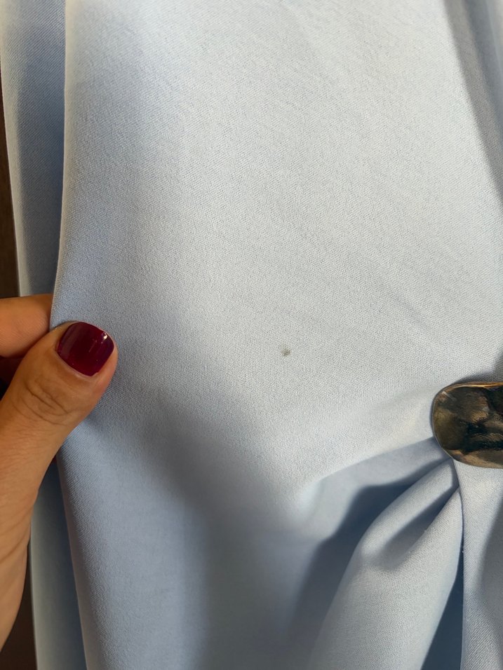 Mavi Drapeli Kolsuz Uzun Elbise - Görsel 5