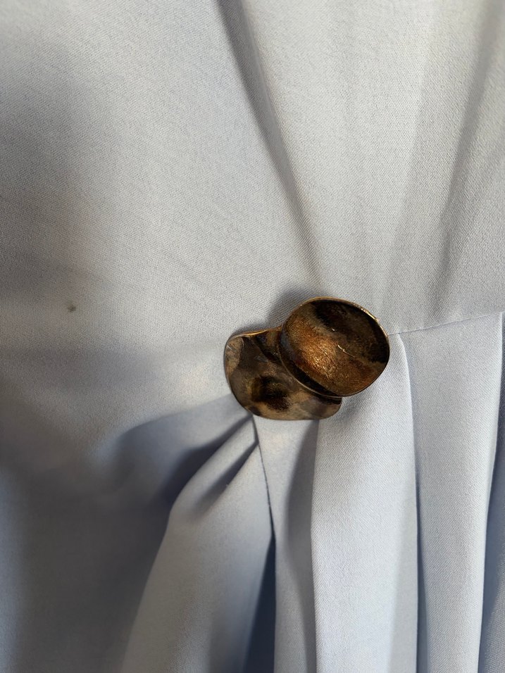 Mavi Drapeli Kolsuz Uzun Elbise - Görsel 4