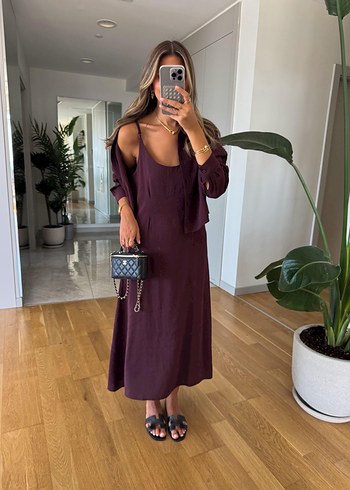 Bordo Elbise Gömlek Takım - Görsel 4