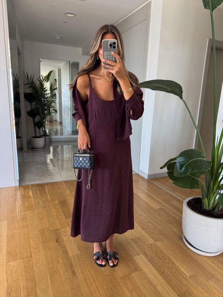 Bordo Elbise Gömlek Takım - Görsel 4