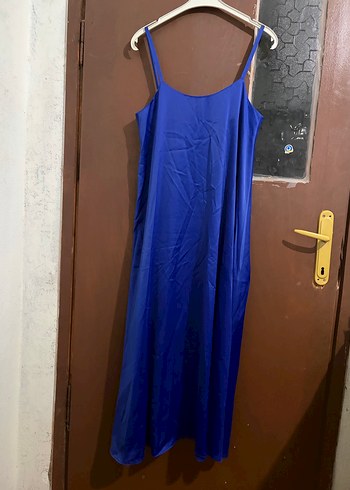 Mavi Uzun Askılı Salaş Elbise - Görsel 3