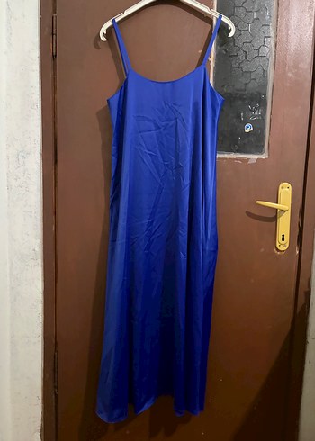 Mavi Uzun Askılı Salaş Elbise - Görsel 5