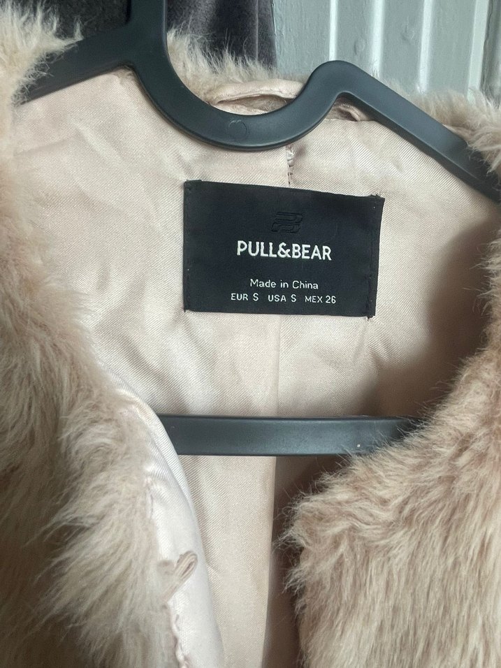 Pull and Bear Bej Midi Kadın Kürk Detaylı Ceket - Görsel 2